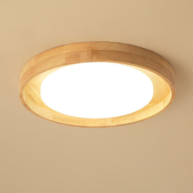 Japanese Simple Log Round LED Flush Mount Ceiling Light - Modern Lighting Fixture, Energy Efficient, Home Decor, Wood Finish Lighting, Contemporary Ceiling Light, Interior Design Essentials