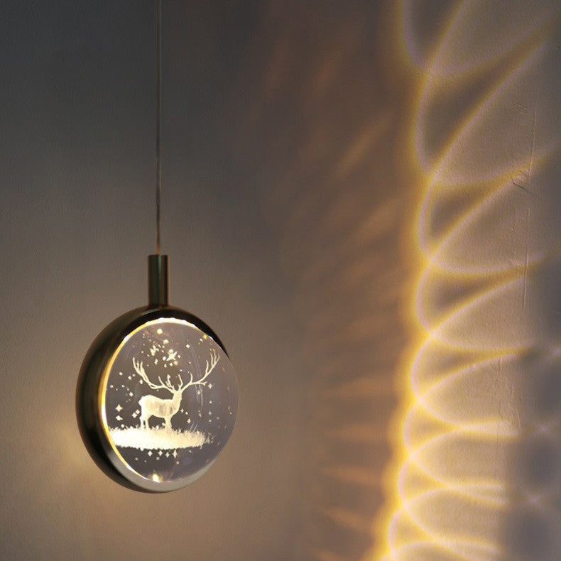 Modern Minimalist Aluminum Crystal LED Pendant Light for Bedroom