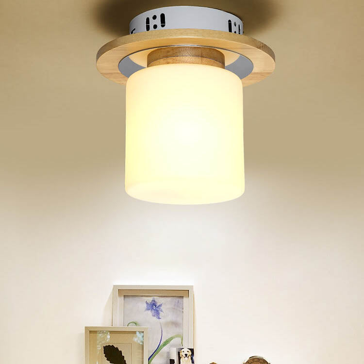 Modern Nordic Minimalist Wood Circular Square Semi-Flush Mount Ceiling Light