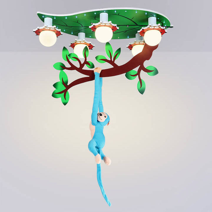 Contemporary Monkey Leaf Acrylic 5-Light Flush Mount Ceiling Light for Kids' Bedroom