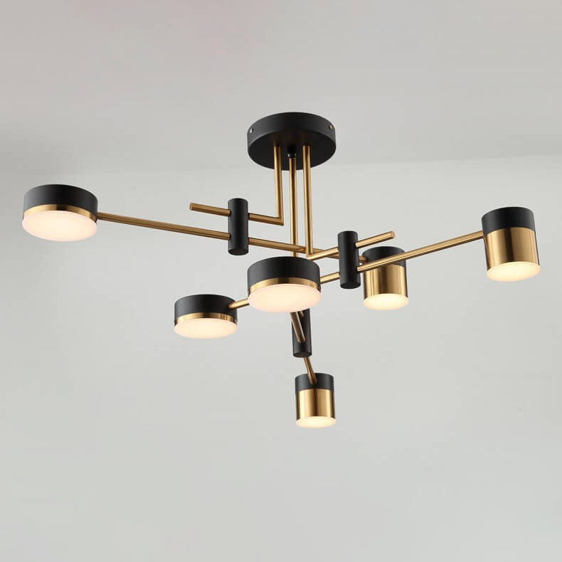 Modern Minimalist Black Gold Semi-Flush Mount Light 4-8 Lights