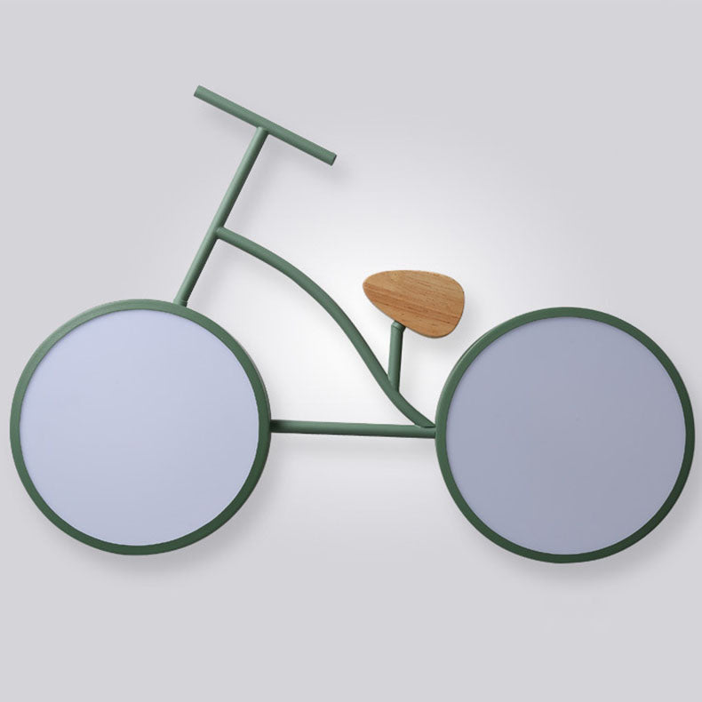 Contemporary Creative Bicycle Acrylic Wood LED Kids Flush Mount Ceiling Light for Living Room, Playroom, Bedroom, Children's Room, Decorative Lighting, Unique Design Ceiling Fixture, Eco-Friendly Home Decor, Modern Kids Room Lighting, Fun Bicycle-Themed C