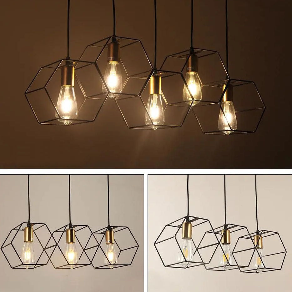Contemporary Industrial 3/5 Light Iron Island Chandelier for Living & Dining Rooms