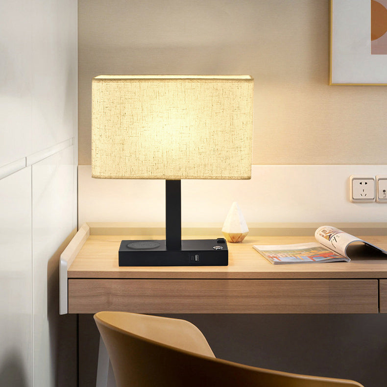 Modern Minimalist Rectangular Cloth Iron 1-Light Table Lamp for Living Room, Contemporary Home Lighting, Stylish Bedside Lamp, Industrial Design Desk Lamp, Elegant Minimalist Decor, Versatile Table Lighting Solution, Chic Accent Lamp for Modern Interiors,