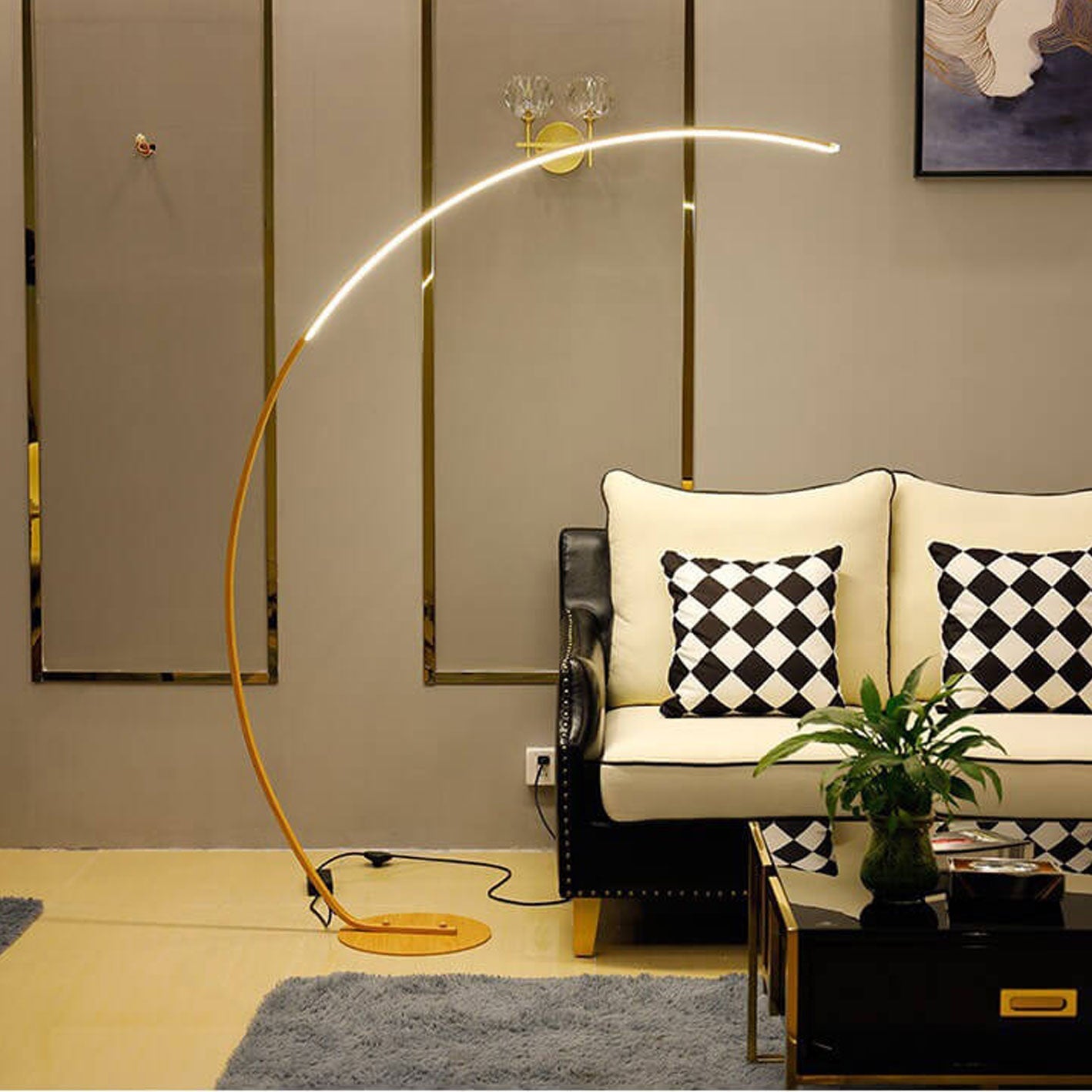 Minimalist Curved Line LED Aluminum Floor Lamp