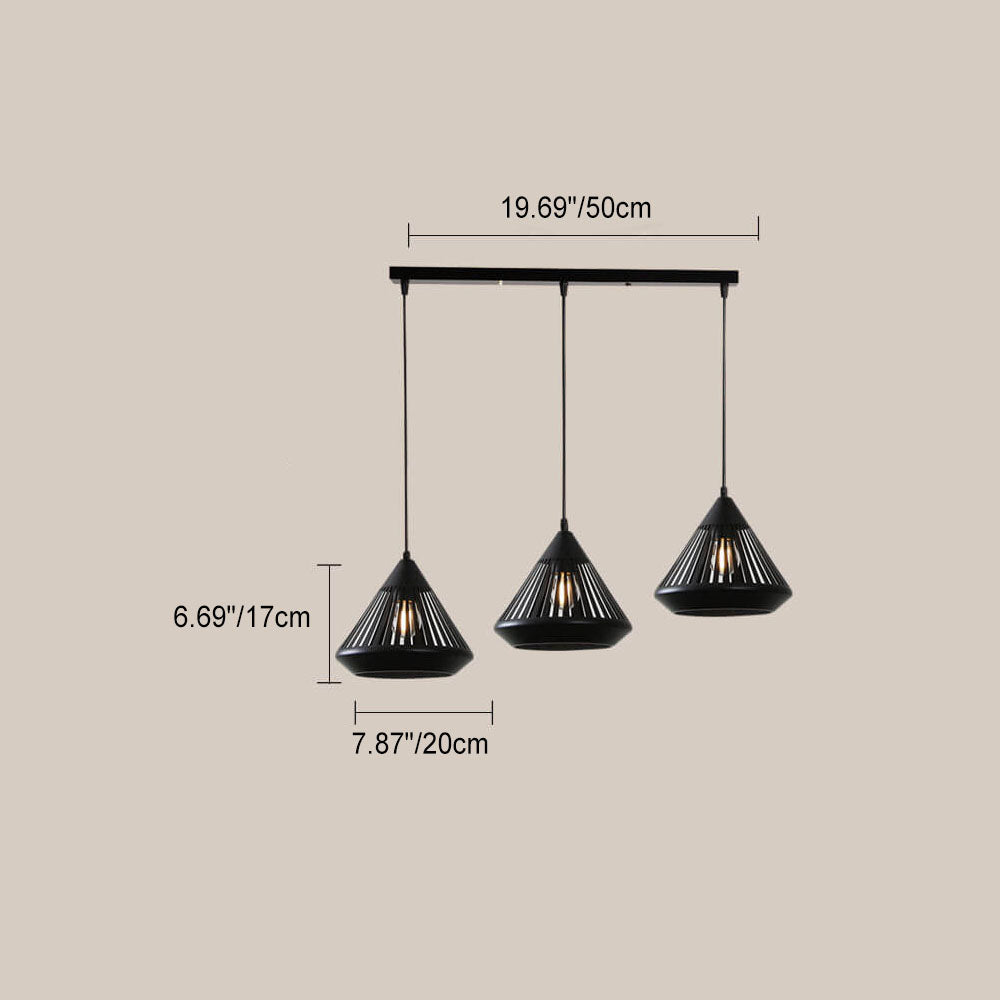 Modern Minimalist Iron Hollow Diamond 1/3-Light Island Chandelier
