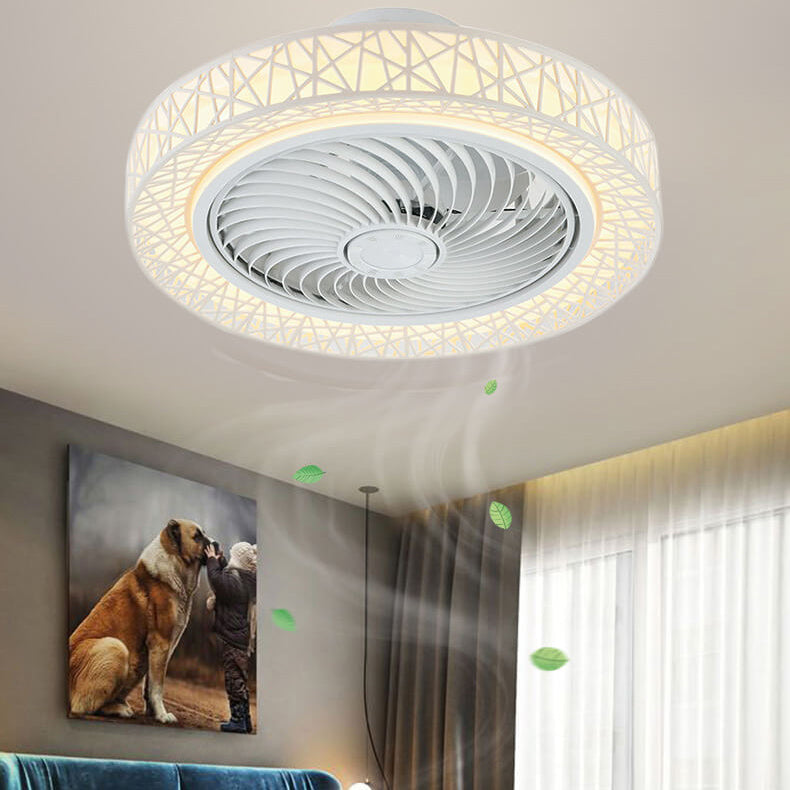 Modern Luxury Round Lace Ceiling Fan Light - LED Flush Mount Fixture