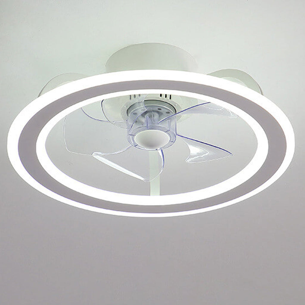 Nordic Creative Round LED Semi-Flush Mount Ceiling Fan Light Fixture