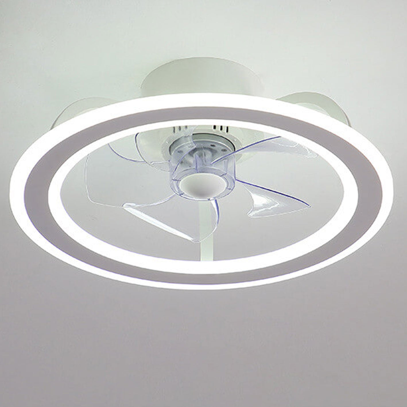 Nordic Creative Round LED Semi-Flush Mount Ceiling Fan Light Fixture