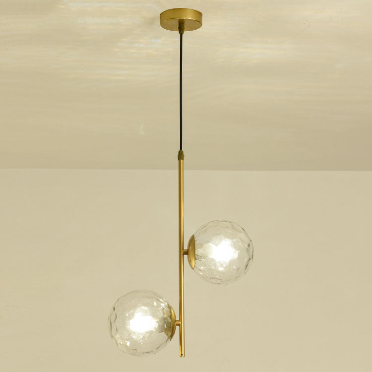 Modern Minimalist Iron Glass Round Ball Branch Chandelier 2-Light Living Room
