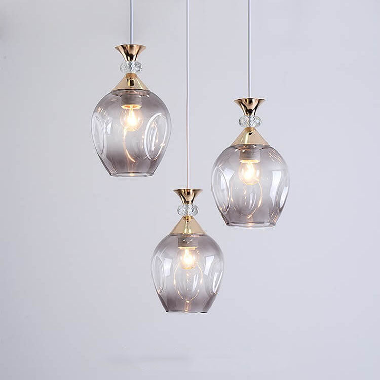 Contemporary Nordic Gradient Glass Orb 1/3 Light Island Chandelier for Living Room
