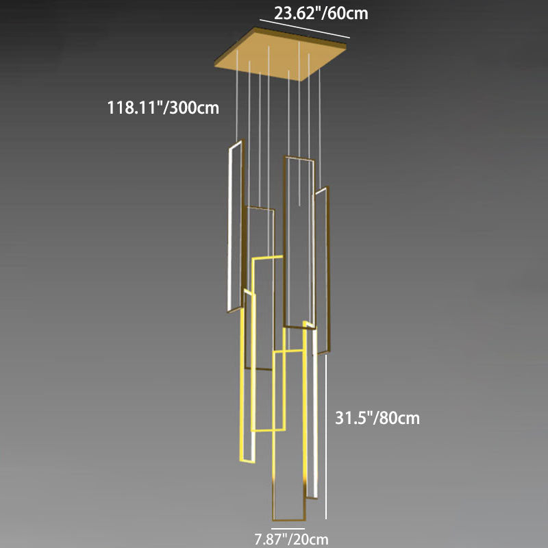 Modern Minimalist LED Chandelier - Iron, Aluminum & Silica Ceiling Plate for Stairway
