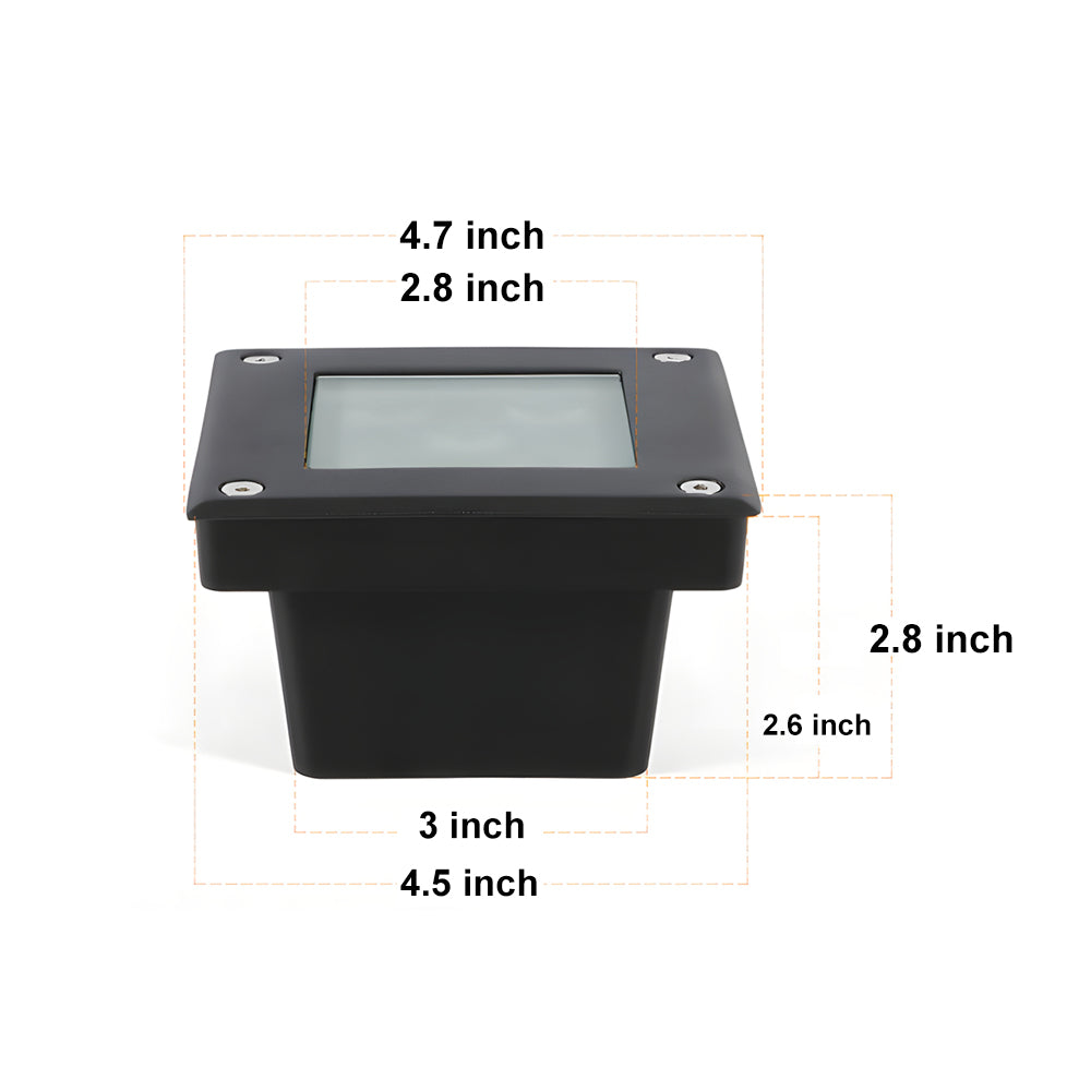 5-Light LED Square In-Ground Well Lights with Light Sensor for Pathway and Deck Lighting