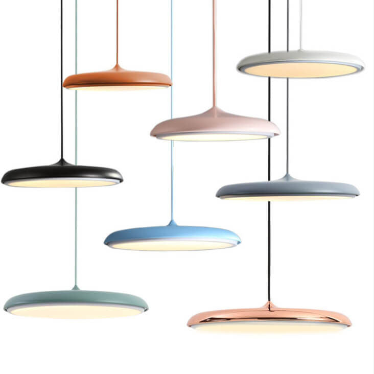 Nordic Macaron Flying Saucer Metal LED Pendant Light - Modern Ceiling Fixture, Stylish Home Decor, Energy-Efficient Lighting, Contemporary Design, Elegant LED Lamp