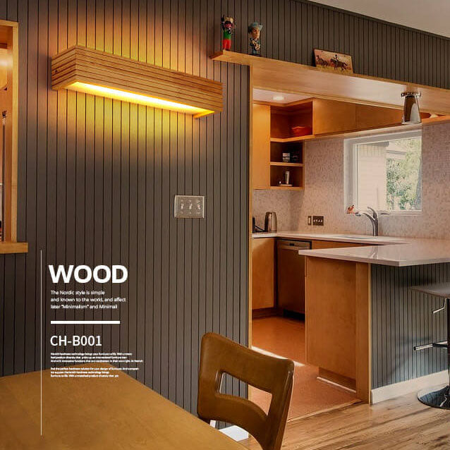 Modern Solid Wood LED Mirror Wall Sconce - Rectangular Linear Light