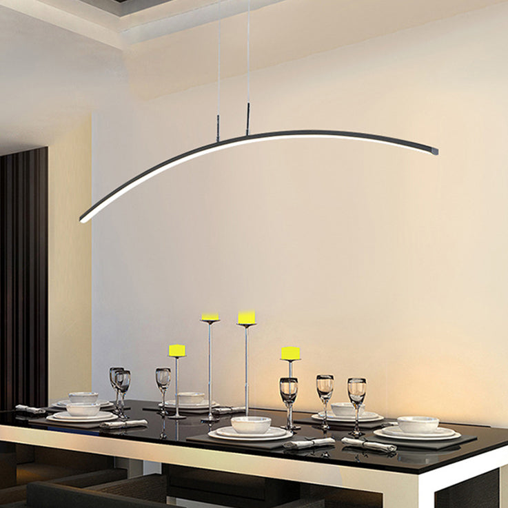 Nordic Minimalist Arch Linear LED Chandelier, Modern Pendant Light, Sleek Design for Dining Room, Energy-Efficient Lighting, Contemporary Home Decor