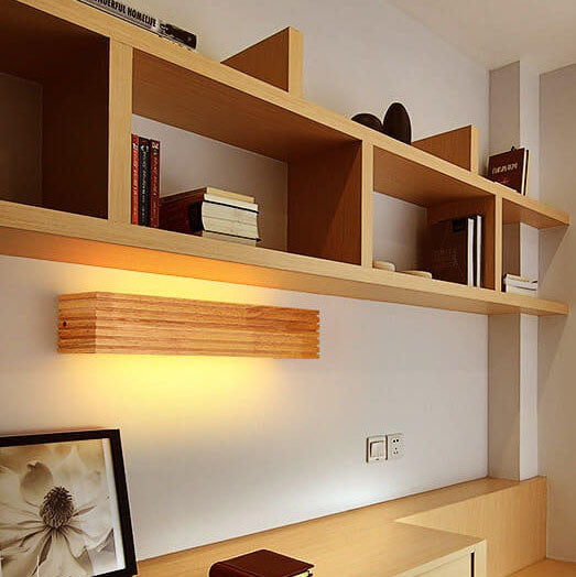 Modern Solid Wood LED Mirror Wall Sconce - Rectangular Linear Light