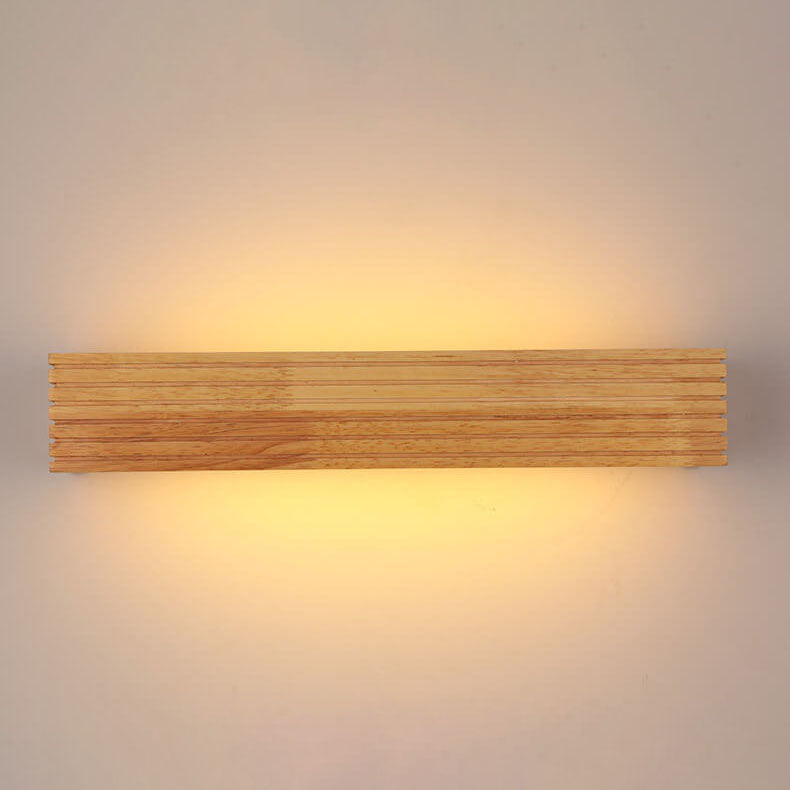 Modern Solid Wood LED Mirror Wall Sconce - Rectangular Linear Light