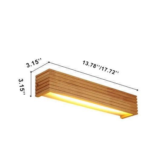 Modern Solid Wood LED Mirror Wall Sconce - Rectangular Linear Light
