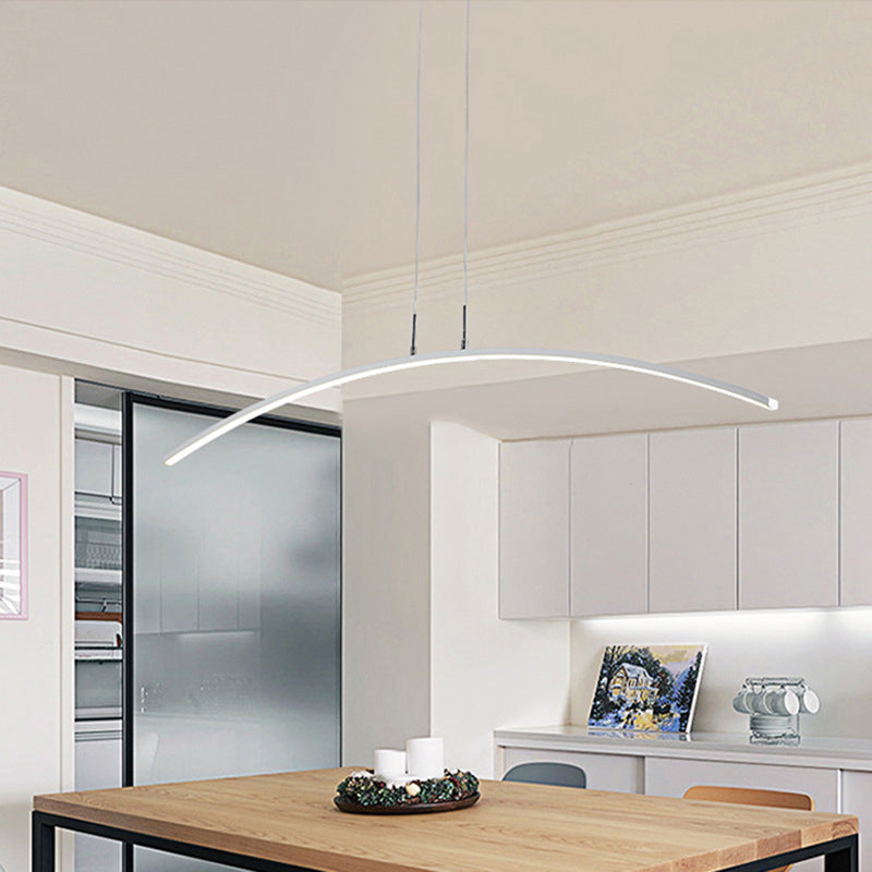 Nordic Minimalist Arch Linear LED Chandelier, Modern Pendant Light, Sleek Design for Dining Room, Energy-Efficient Lighting, Contemporary Home Decor