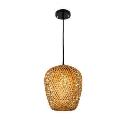 Vintage Bamboo Metal Weaving Round Pendant Light for Living Room