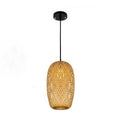 Vintage Bamboo Metal Weaving Round Pendant Light for Living Room