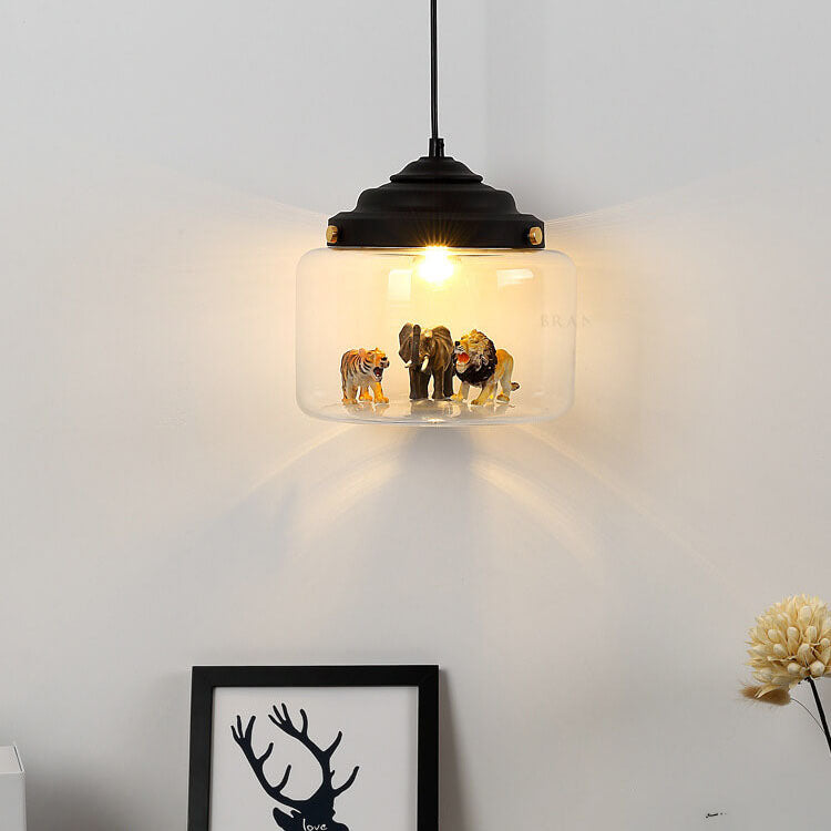 Cartoon Animal Glass 1-Light Little Zoo Pendant Lights for Kids Room Decor, Nursery Lighting, Playroom Ceiling Fixture, Cute Animal Design, Adorable Pendant Light for Children’s Room, Colorful Zoo-Themed Lighting Accessory