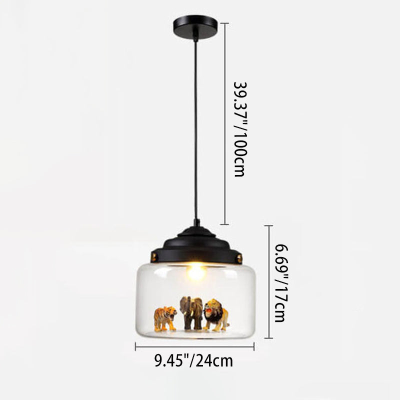 Cartoon Animal Glass 1-Light Little Zoo Pendant Lights for Kids Room Decor, Nursery Lighting, Playroom Ceiling Fixture, Cute Animal Design, Adorable Pendant Light for Children’s Room, Colorful Zoo-Themed Lighting Accessory