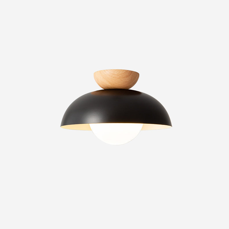 Modern Minimalist Round Iron Glass Semi-Flush Mount Ceiling Light for Living Room