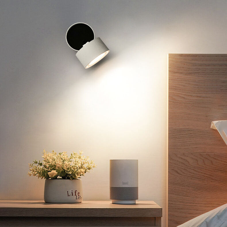 Modern Minimalist Round Aluminium Rotatable Folding LED Wall Sconce for Living Room & Bedroom