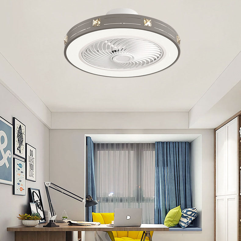 Modern Minimalist Copper LED Flush Mount Ceiling Fan Light