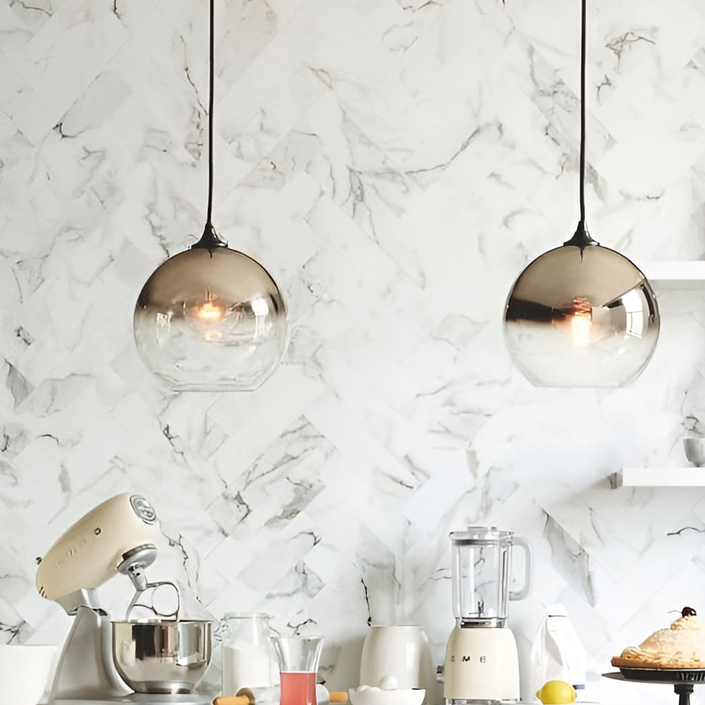 Modern Glass Round Pendant Light - Single Ball Ceiling Fixture