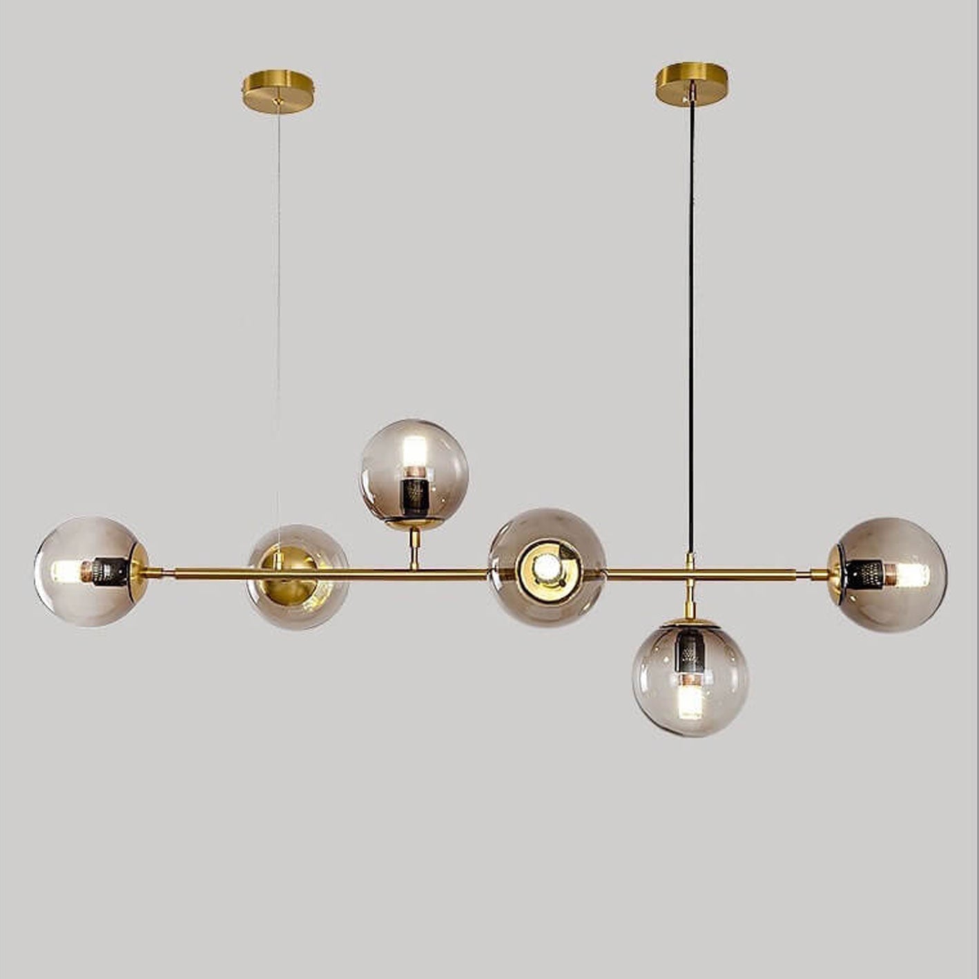 Modern Minimalist Round Globe 6-Light Chandelier - Glass Island Light Fixture
