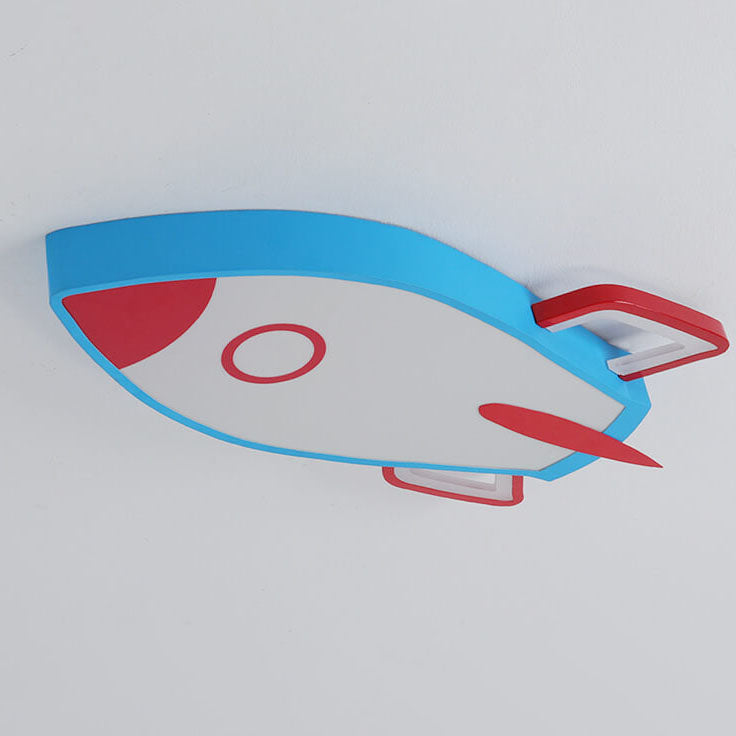 Cartoon Rocket-Shaped Aluminum LED Flush Mount Ceiling Light for Kids Room, Space-Themed Nursery Lighting, Fun Children's Bedroom Fixture, Creative Decorative Ceiling Lamp, Cute Rocket Design, Energy-Efficient LED Light, Bedroom and Playroom Decor