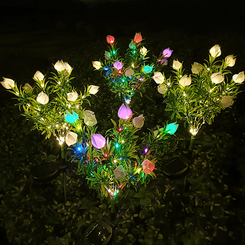 Contemporary Waterproof Imitation Gardenia LED Solar Lawn Light for Outdoor Patio