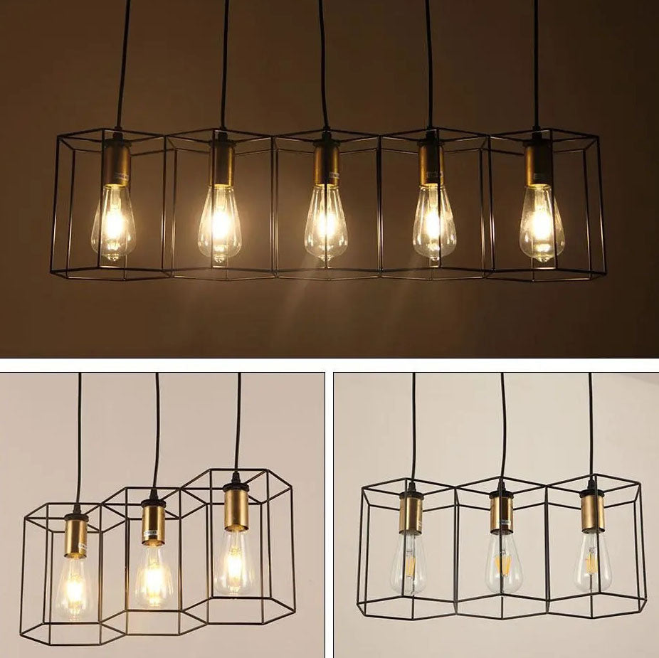 Contemporary Industrial 3/5 Light Iron Island Chandelier for Living & Dining Rooms