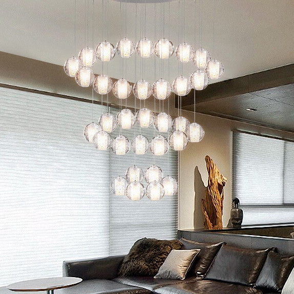 Modern Luxury LED Loft Chandelier with Crystal Orb Shade