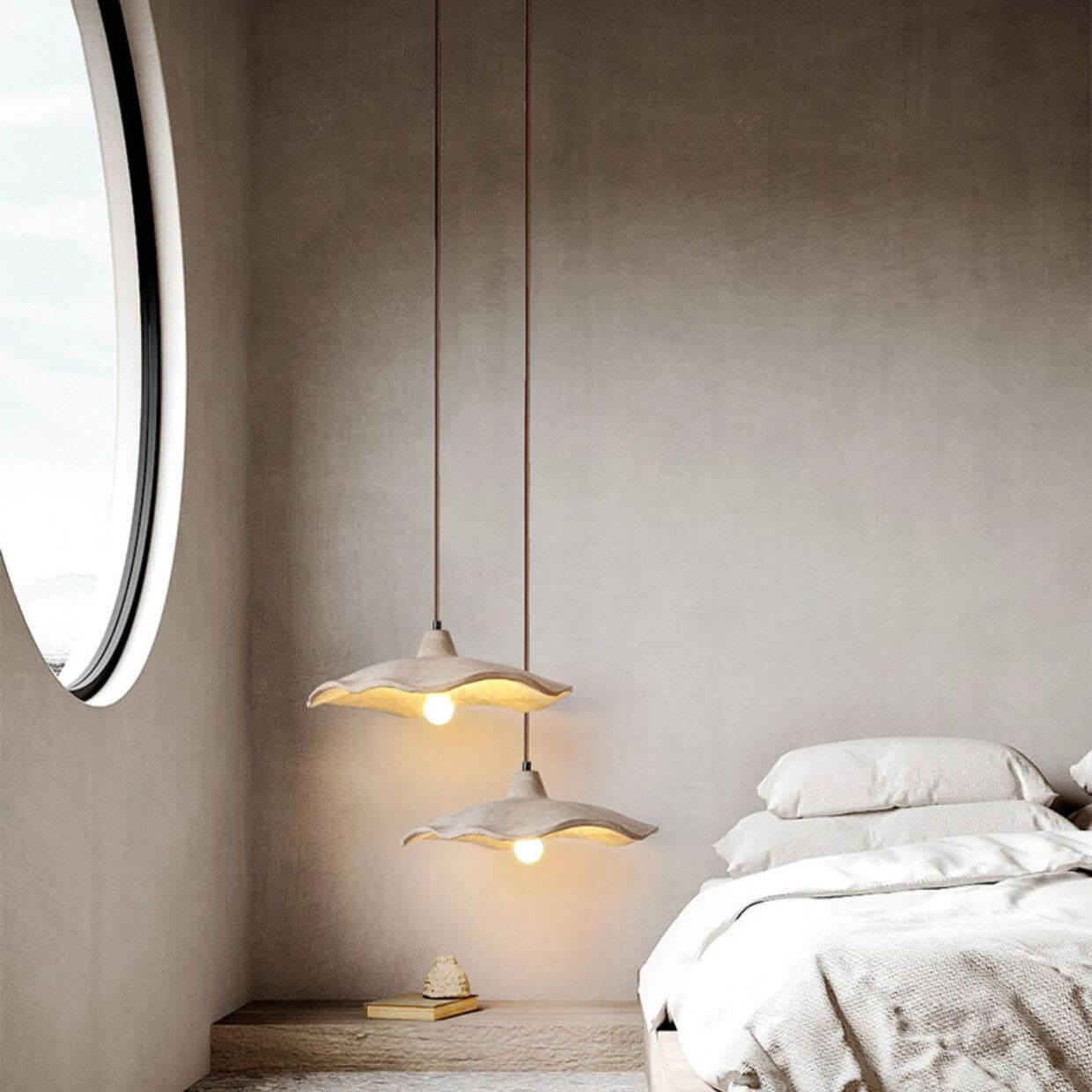 Japanese Vintage Flower Shape Lampshade Ceiling Light Chandelier 1/2/3-Light
