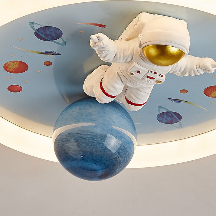 Cartoon Astronaut LED Flush Mount Ceiling Light - Creative Space Decor