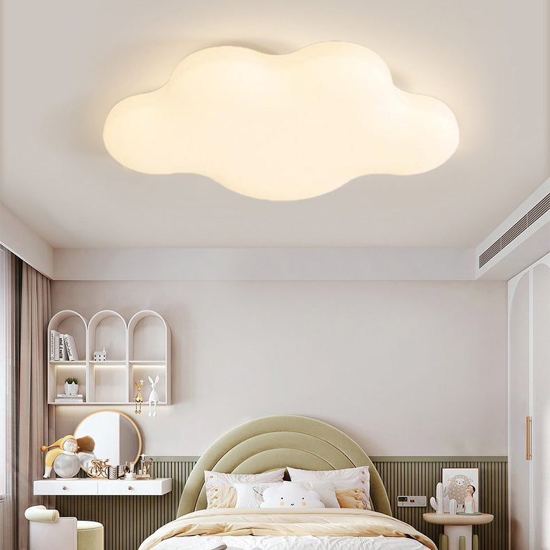 Modern White Cloudy Iron Acrylic LED Flush Mount Ceiling Light Fixture for Bedroom Kitchen Living Room Dining Room Hallway with Adjustable Brightness Energy Efficient Contemporary Design Home Lighting Solution