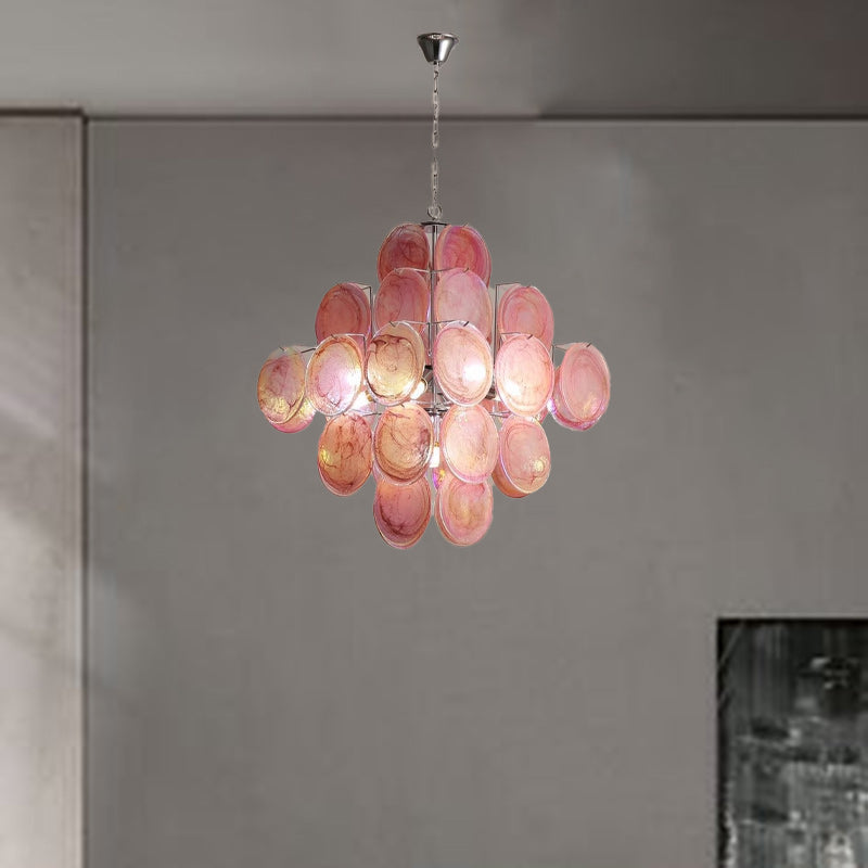Traditional French Flower Shaped Iron Glass Chandelier - 5/9/12 Light Living Room Decor