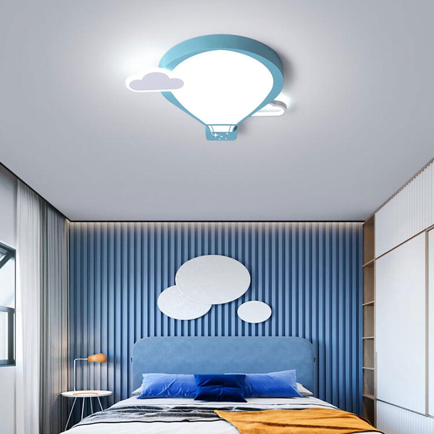 Cartoon Hot Air Balloon Kid LED Flush Mount Ceiling Light Nursery Bedroom Fixture Kids Room Decor Childrens Lighting Cute Cartoon Ceiling Lamp Colorful Adventure Theme Adjustable Brightness Fun Illustration Design Energy Efficient Safe Lighting Kids Ceili