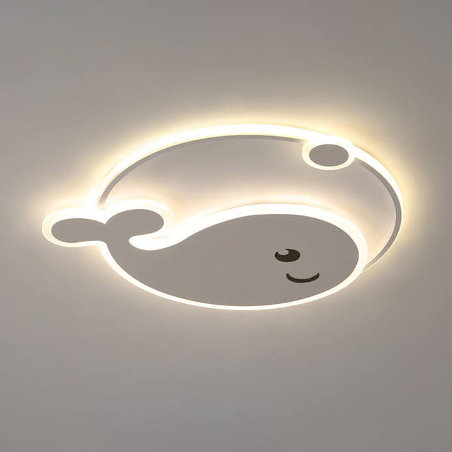 Creative Cartoon Dolphin Moon LED Kids Flush Mount Ceiling Light for Child’s Bedroom, Nursery Lighting, Whale Design Ceiling Fixture, Playful Ocean Theme, Adjustable Brightness, Energy-Efficient, Cute Kids Room Decor, Unique Playroom Lighting, Safe for Ki