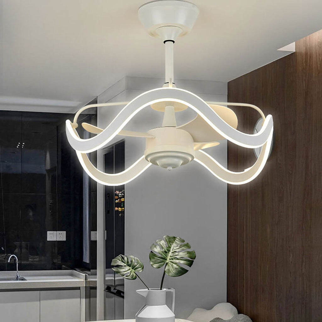 Modern Luxury Circular Inverter Silent Downrod Ceiling Fan Light