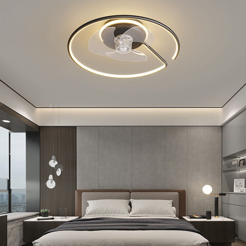 Minimalist Round LED Flush Mount Ceiling Fan Light - Luxury Invisible Design