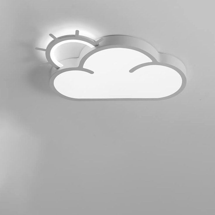 Contemporary Nordic Cloudy Sun Acrylic Iron LED Kids Flush Mount Ceiling Light for Living Room Bedroom Modern Design Energy-Efficient Lighting Fixture Unique Decorative Ceiling Lamp Stylish Playroom Illumination Cute Bedroom Lighting Solution Kids Room De