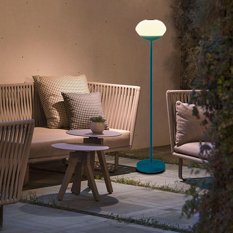 Solar Modern Minimalist Oval LED Outdoor Standing Lamp | Wrought Iron PE Design