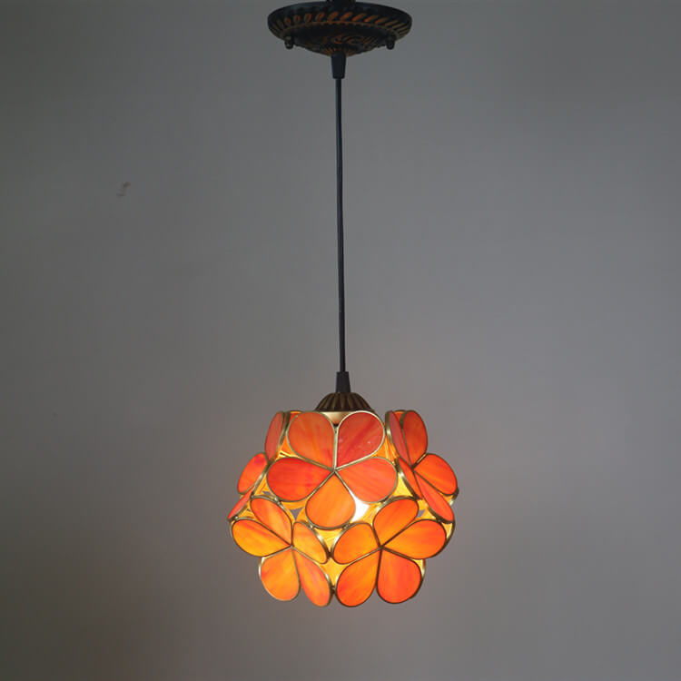 Vintage Stained Glass Petal Pendant Light Fixture