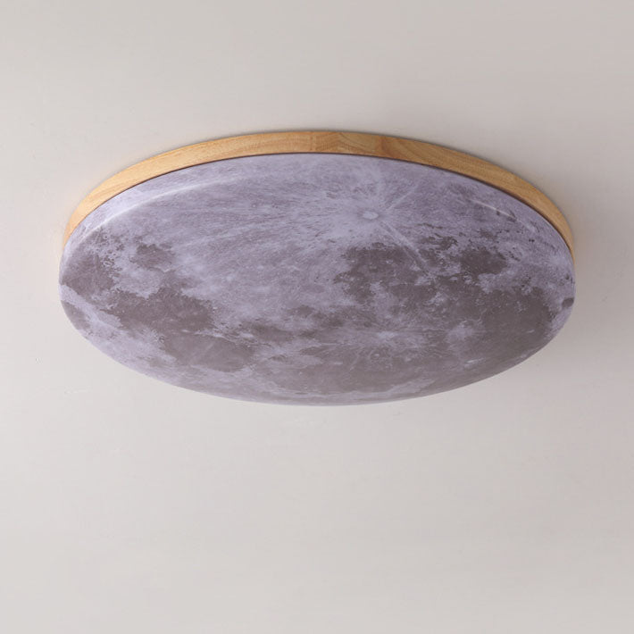 Modern Minimalist LED Flush Mount Ceiling Light - Round PVC Acrylic Moon Design for Living Room