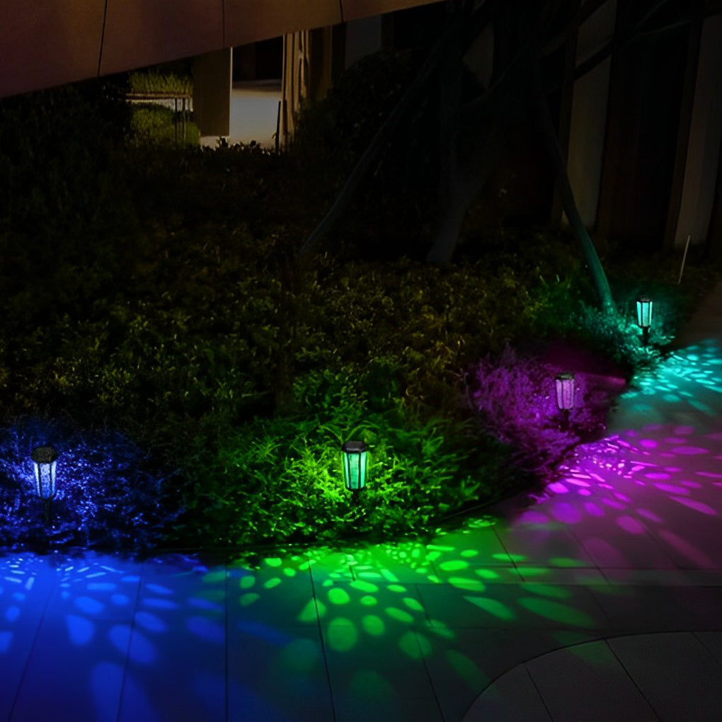 RGB Hexagon Solar Stake Light - Waterproof Outdoor Landscape Lighting